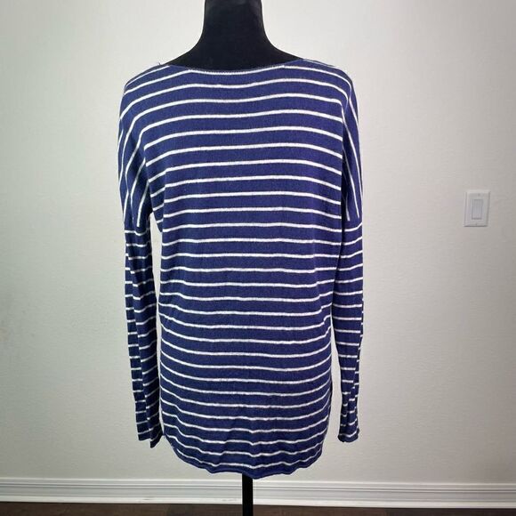 Vince Women’s Blue‎ White Striped Wool Cashmere Drop Shoulder Sweater Size S - Picture 7 of 9